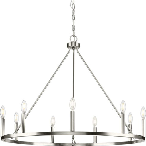 Progress Gilliam P400314 009 9 Light CHANDELIER in Brushed Nickel Finish Model: P400314-009