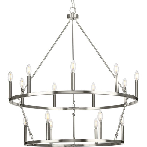 Progress Gilliam P400315 009 15 Light CHANDELIER in Brushed Nickel Finish Model: P400315-009