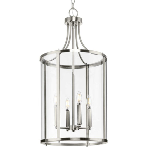 Progress Gilliam P500391 009 4 Light FOYER in Brushed Nickel Finish Model: P500391-009