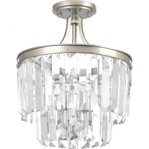 Progress Glimmer P2325 134 3 60 Watt CAND SEMI FLUSH CONV in Silver Ridge Finish Model: P2325-134