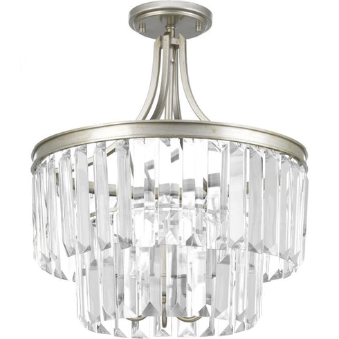 Progress Glimmer P2326 134 3 60 Watt CAND SEMI FLUSH CONV in Silver Ridge Finish Model: P2326-134