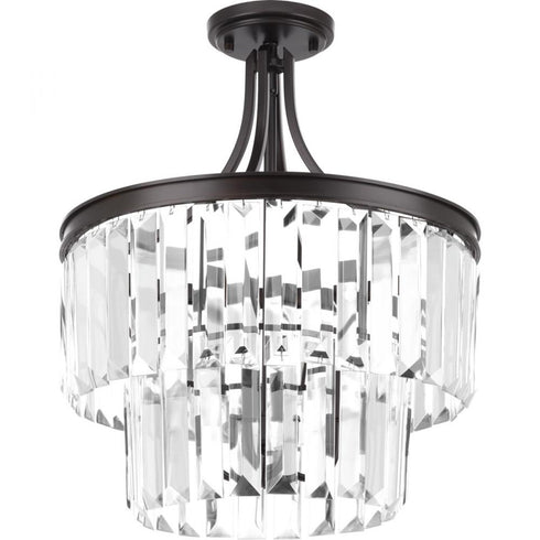 Progress Glimmer P2326 134 3 60 Watt CAND SEMI FLUSH CONV in Silver Ridge Finish Model: P2326-134