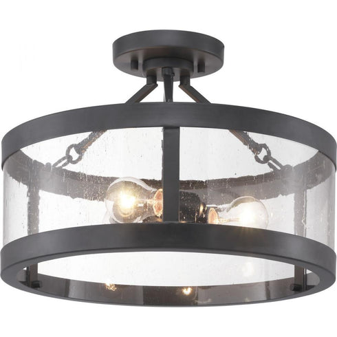 Progress Gresham P350119 143 3 60 Watt MED SEMI FLUSH CONV in Graphite Finish Model: P350119-143