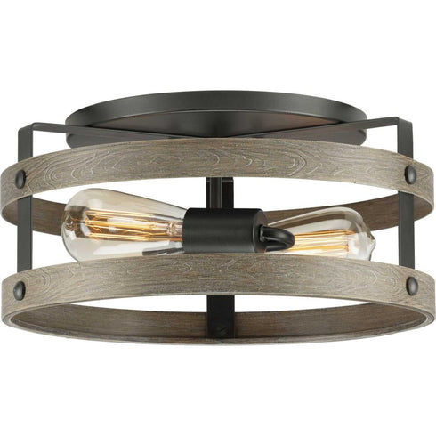 Progress Gulliver P350169 141 2 60 Watt MED FLUSH MOUNT in Galvanized Finish Finish Model: P350169-141