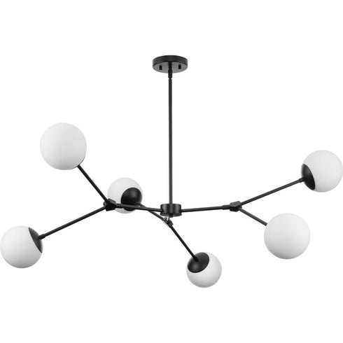 Progress Haas Collection Six Light in Brushed Nickel Mid Century Modern Chandelier Model: P400378-009
