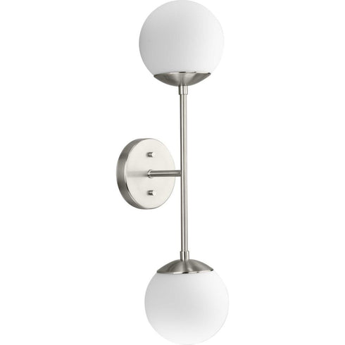 Progress Haas Collection Two Light in Brushed Nickel Mid Century Modern Wall Bracket Model: P710130-009