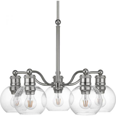 Progress Hansford Collection Five Light Chandelier in Polished Nickel Finish Model: P400147-104