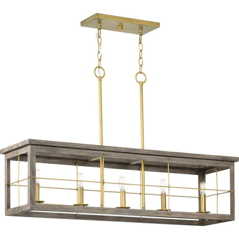 Progress Hedgerow P400254 009 5 60 Watt CAND ISLAND in Brushed Nickel Finish Model: P400254-009