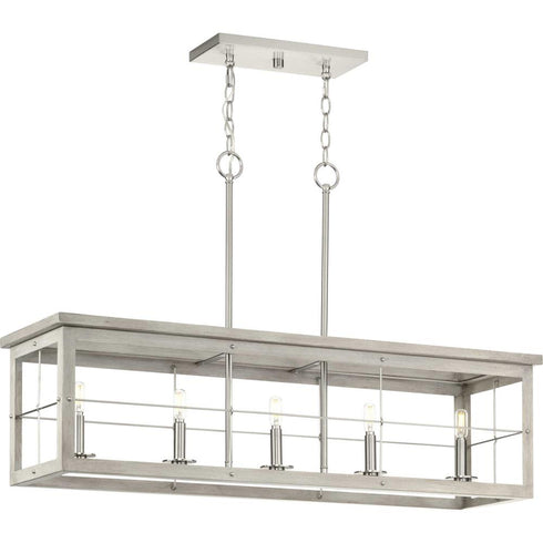 Progress Hedgerow P400254 009 5 60 Watt CAND ISLAND in Brushed Nickel Finish Model: P400254-009