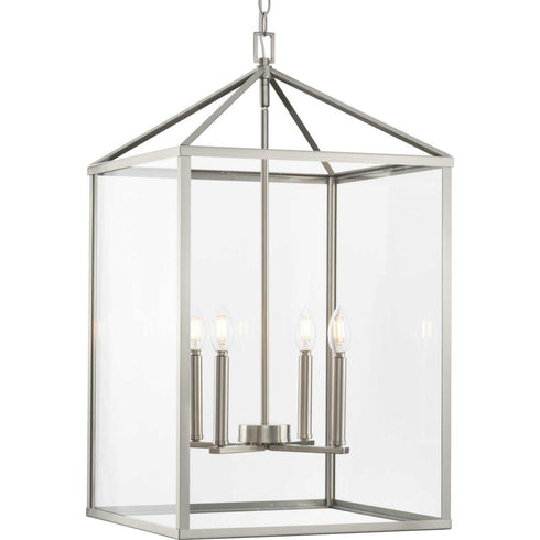 Progress Hillcrest Hilllcrest Collection Four Light in Brushed Nickel Transitional Hall & Foyer Light Model: P500441-009