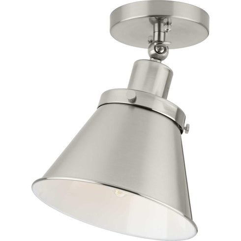 Progress Hinton P350199 009 1 60 Watt MED FLUSH MOUNT in Brushed Nickel Finish Model: P350199-009