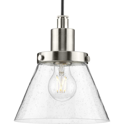 Progress Hinton P500382 009 1 Light MINIPEND GLASS in Brushed Nickel Finish Model: P500382-009