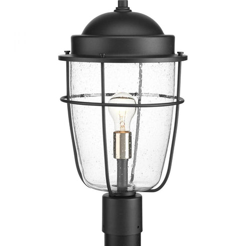 Progress Holcombe P540025 031 1 100 Watt MED POST LANTERN in Textured Black Finish Model: P540025-031
