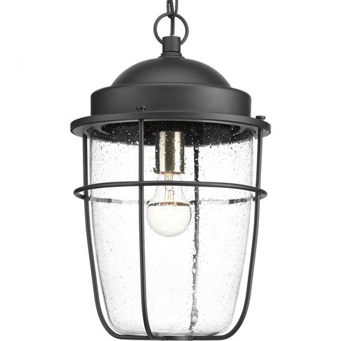 Progress Holcombe P550025 031 1 100 Watt MED HANGING LANTERN in Textured Black Finish Model: P550025-031