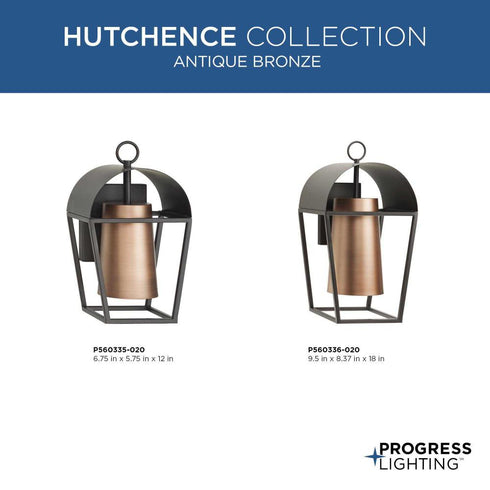 Progress Hutchence P560336 020 1 Light WALL LANTERN in Antique Bronze Finish Model: P560336-020
