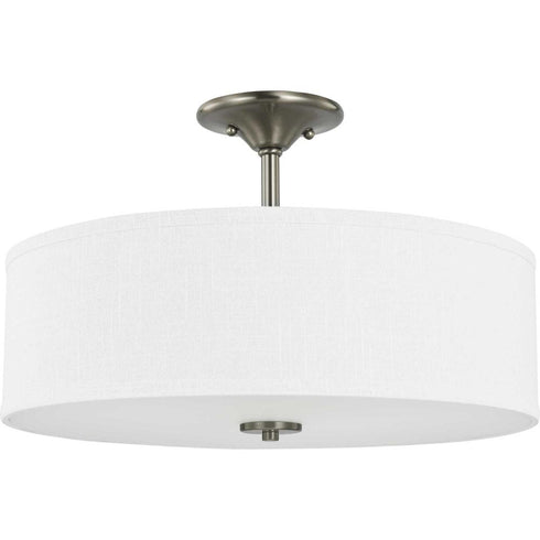 Progress Inspire P350167 009 3 60 Watt MED SEMI FLUSH in Brushed Nickel Finish Model: P350167-009