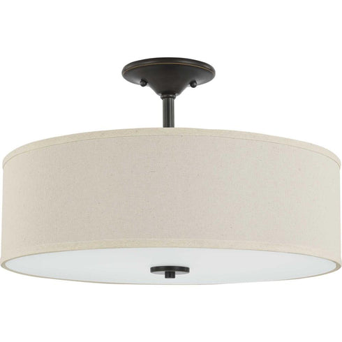 Progress Inspire P350168 009 3 60 Watt MED SEMI FLUSH in Brushed Nickel Finish Model: P350168-009