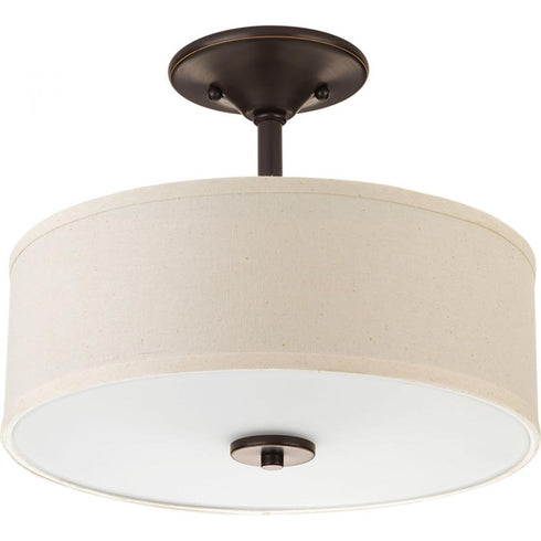 Progress Inspire P3712 09 2 75 Watt MED SEMI FLUSH in Brushed Nickel Finish Model: P3712-09