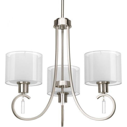 Progress Invite P4695 09 3 100 Watt MED CHANDELIER in Brushed Nickel Finish Model: P4695-09