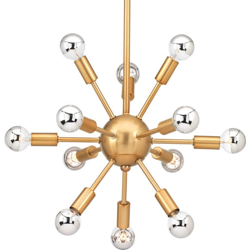 Progress Ion Collection Twelve Light in Brushed Bronze Mid Century Modern Chandelier Light Model: P400040-109