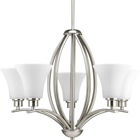 Progress Joy P4490 09 5 100 Watt MED CHANDELIER in Brushed Nickel Finish Model: P4490-09