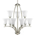 Progress Joy P4492 09 9 100 Watt MED CHANDELIER in Brushed Nickel Finish Model: P4492-09