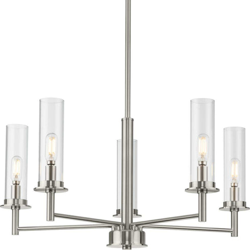 Progress Kellwyn P400251 009 5 60 Watt Cand Chandelier in Brushed Nickel Finish Model: P400251-009