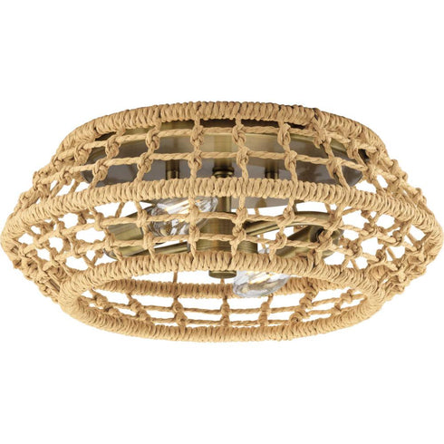 Progress Laila P350245 163 2 Light FLUSHMT in Vintage Brass Finish Model: P350245-163