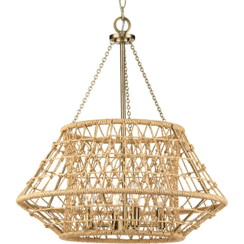 Progress Laila P400323 163 4 Light CHANDELIER in Vintage Brass Finish Model: P400323-163