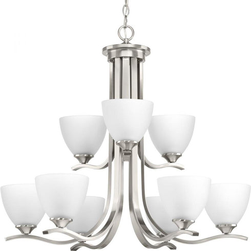 Progress Laird P400064 009 9 100 Watt MED CHANDELIER in Brushed Nickel Finish Model: P400064-009