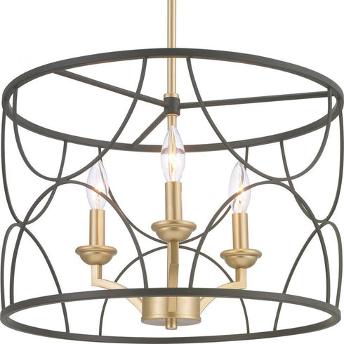 Progress Landree P400177 031 3 60 Watt CAND CHANDELIER in Matte Black Finish Model: P400177-031