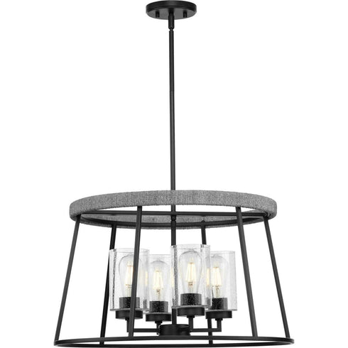 Progress Laramie P400322 31M 4 Light CHANDELIER in Matte Black Finish Model: P400322-31M