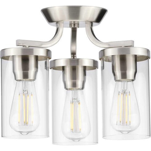 Progress Lassiter P350149 009 3 60 Watt MED SEMI FLUSH in Brushed Nickel Finish Model: P350149-009