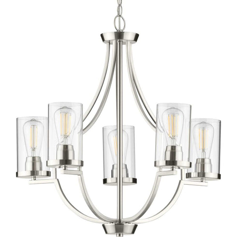 Progress Lassiter P400197 009 5 60 Watt MED CHANDELIER in Brushed Nickel Finish Model: P400197-009
