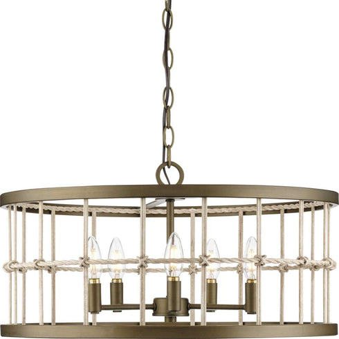 Progress Lattimore P400320 161 5 Light CHANDELIER in Aged Brass Finish Model: P400320-161