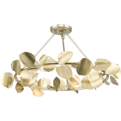 Progress Laurel Collection 28 in. Six Light in Gilded Silver Transitional Flush Mount Model: P350263-176