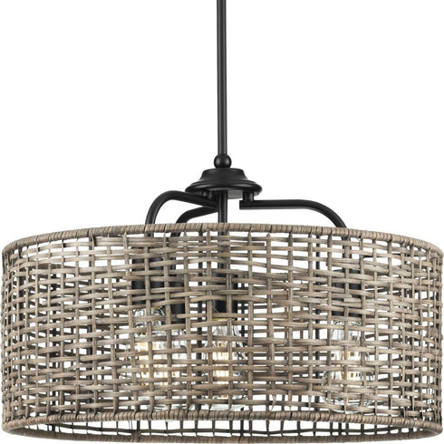 Progress Lavelle P500308 031 4 60 Watt MED PENDANT in Matte Black Finish Model: P500308-031