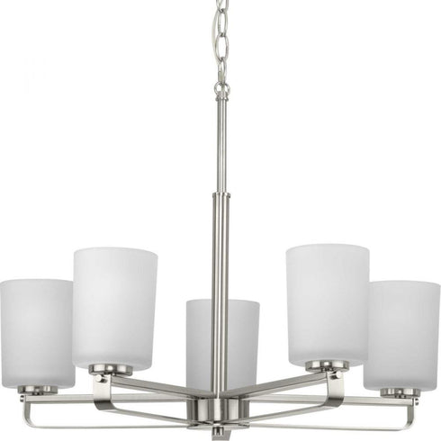 Progress League P400286 009 5 100 Watt MED CHANDELIER in Brushed Nickel Finish Model: P400286-009