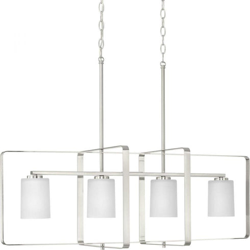 Progress League P400287 009 4 100 Watt MED ISLAND in Brushed Nickel Finish Model: P400287-009