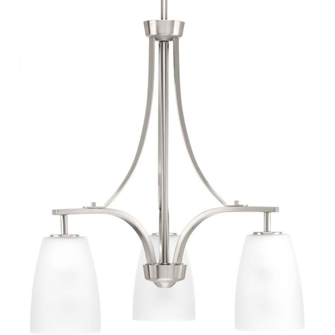 Progress Leap P400042 009 3 100 Watt MED CHANDELIER in Brushed Nickel Finish Model: P400042-009