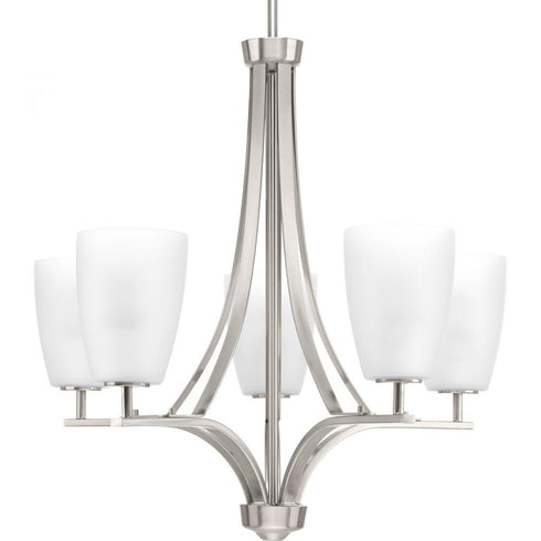 Progress Leap P400043 009 5 100 Watt MED CHANDELIER in Brushed Nickel Finish Model: P400043-009