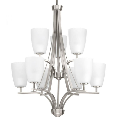 Progress Leap P400044 009 9 100 Watt MED CHANDELIER in Brushed Nickel Finish Model: P400044-009