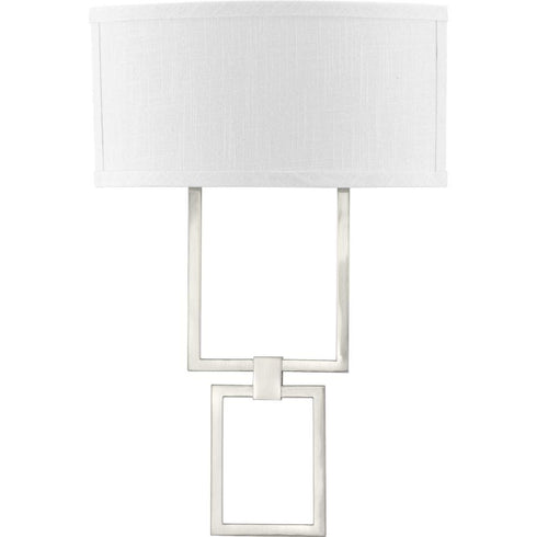Progress LED Shaded Sconce Collection in Brushed Nickel One Light Square Wall Sconce Model: P710054-009-30