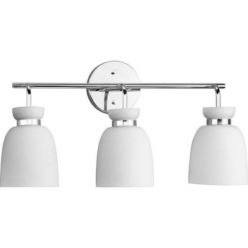 Progress Lexie Collection Three Light in Polished Chrome Contemporary Vanity Light Model: P300486-015