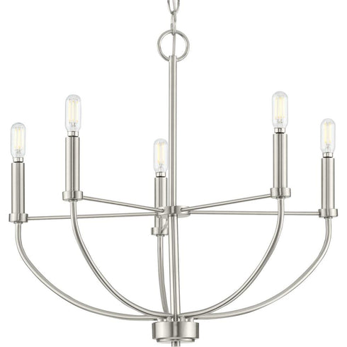 Progress Leyden P400202 009 5 60 Watt CAND CHANDELIER in Brushed Nickel Finish Model: P400202-009