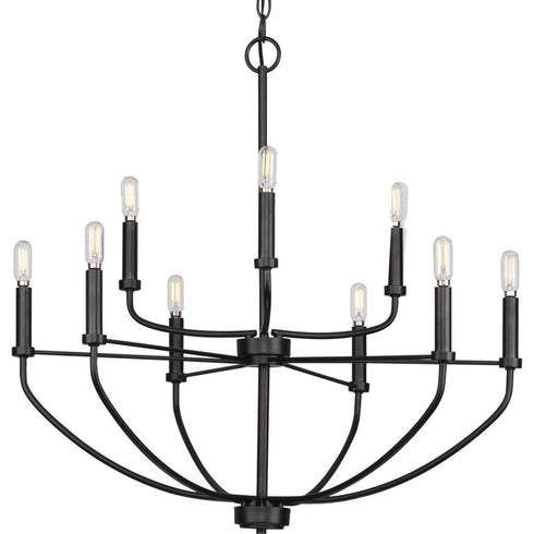 Progress Leyden P400228 009 9 60 Watt CAND CHANDELIER in Brushed Nickel Finish Model: P400228-009