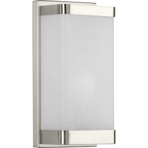 Progress Linen Glass Sconce P710072 009 1 75 Watt MED WALL SCONCE in Brushed Nickel Finish Model: P710072-009
