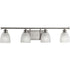 Progress Lucky Collection Four Light in Brushed Nickel White Prismatic Glass Coastal Bath Vanity Light Model: P2118-09