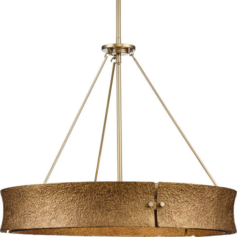 Progress Lusail Collection 5 Light in Soft Gold Luxe Industrial Chandelier Model: P400357-205