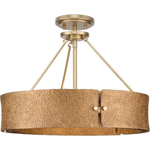 Progress Lusail Collection Four Light in Soft Gold Luxe Industrial Pendant Model: P500437-205